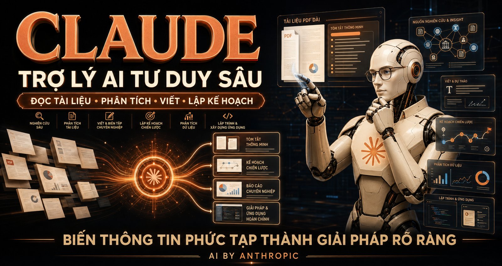 Claude: Trợ lý AI tư duy sâu: đọc tài liệu, phân tích, viết, lập kế hoạch. AI by Anthropic