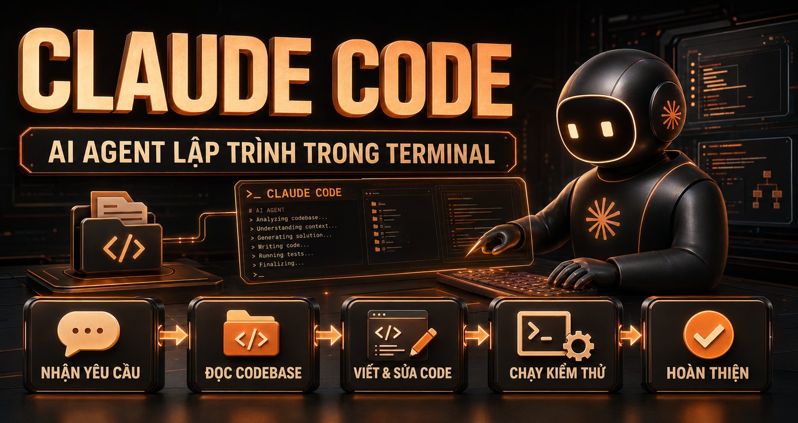 Claude Code của Anthropic: agent lập trình chạy trong terminal, tự đọc mã nguồn, viết và sửa code, chạy kiểm thử