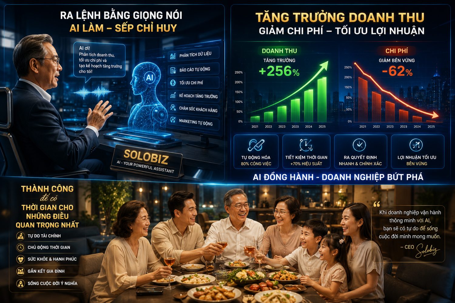 Thành công để có thời gian cho gia đình, sức khỏe, tự do, khi doanh nghiệp vận hành thông minh với AI