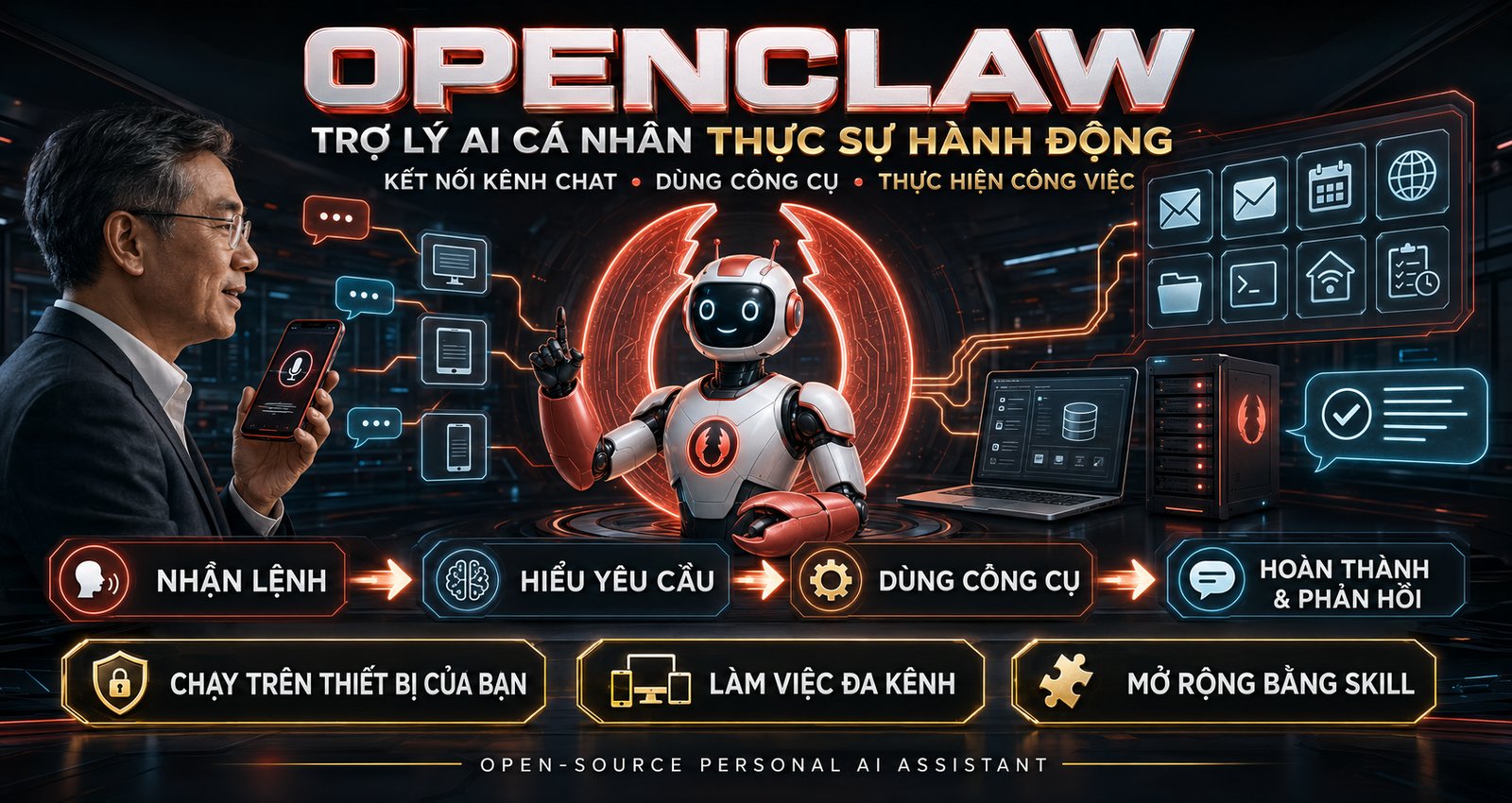 OpenClaw: trợ lý AI cá nhân thực sự hành động, nối kênh chat, dùng công cụ, thực hiện công việc