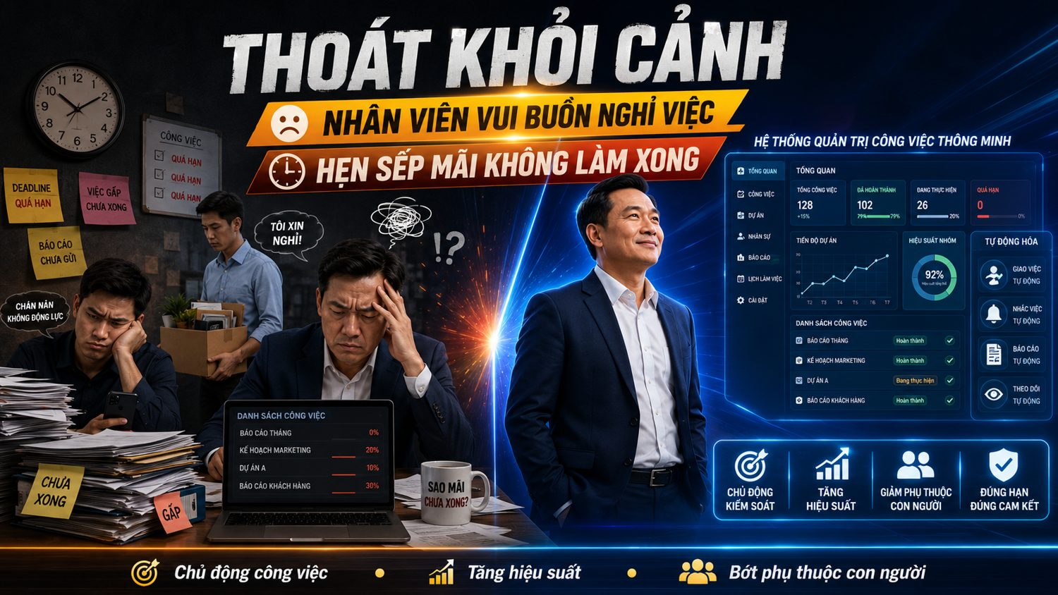 Thoát khỏi cảnh nhân viên nghỉ việc, việc mãi không xong, sang hệ thống quản trị công việc thông minh